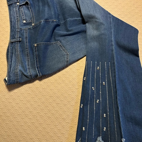 C Est. 1946 Denim - Elegant Dark Blue Flare Jeans with Embellishments